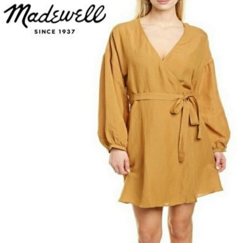 Madewell mustard wrap dress